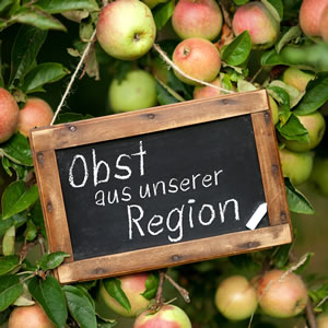 Schild: Obst aus der Region